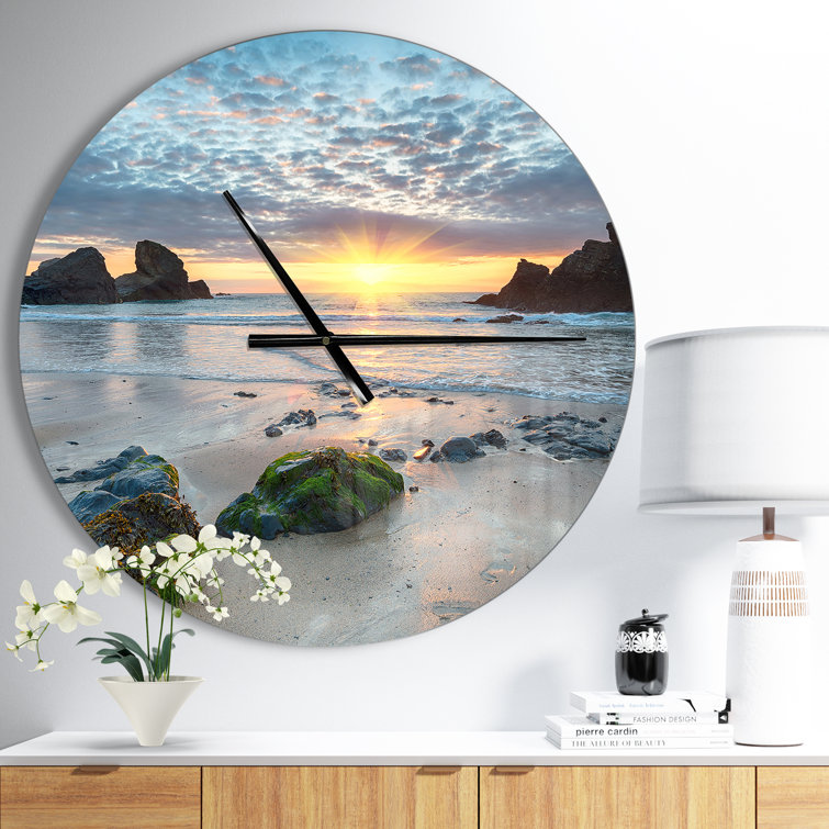 East Urban Home Oversized Beautiful Porthcothan Bay Coastal Wall Clock